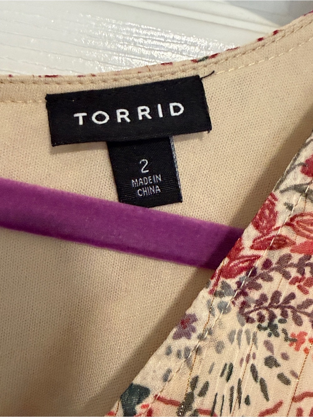Torrid Beige Floral Ruffle Tunic - Picture 3 of 3
